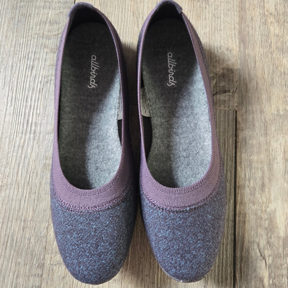 Allbirds Wool Breezers Thunder Purple Sustainable Ballet Flats Shoes 8.5